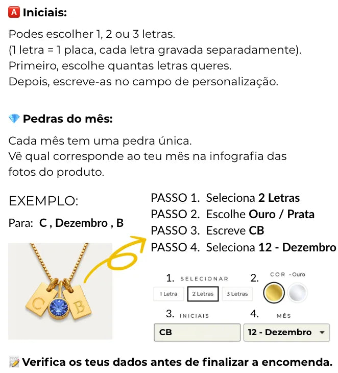 Como personalizo meu colar?