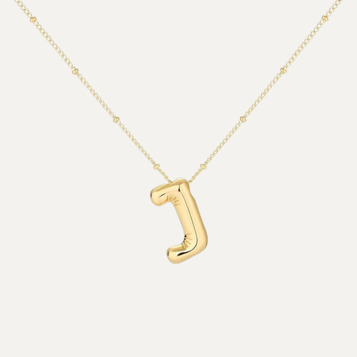 Bubble initial necklace pairable with birthstone