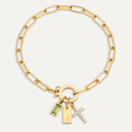 Pulsera Paperclip con Iniciales y Piedra de Aniversario