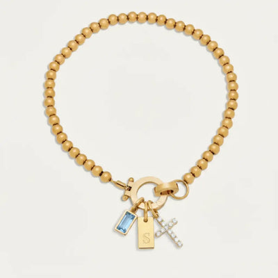 Pulsera Pearl con Iniciales y Piedra de Aniversario