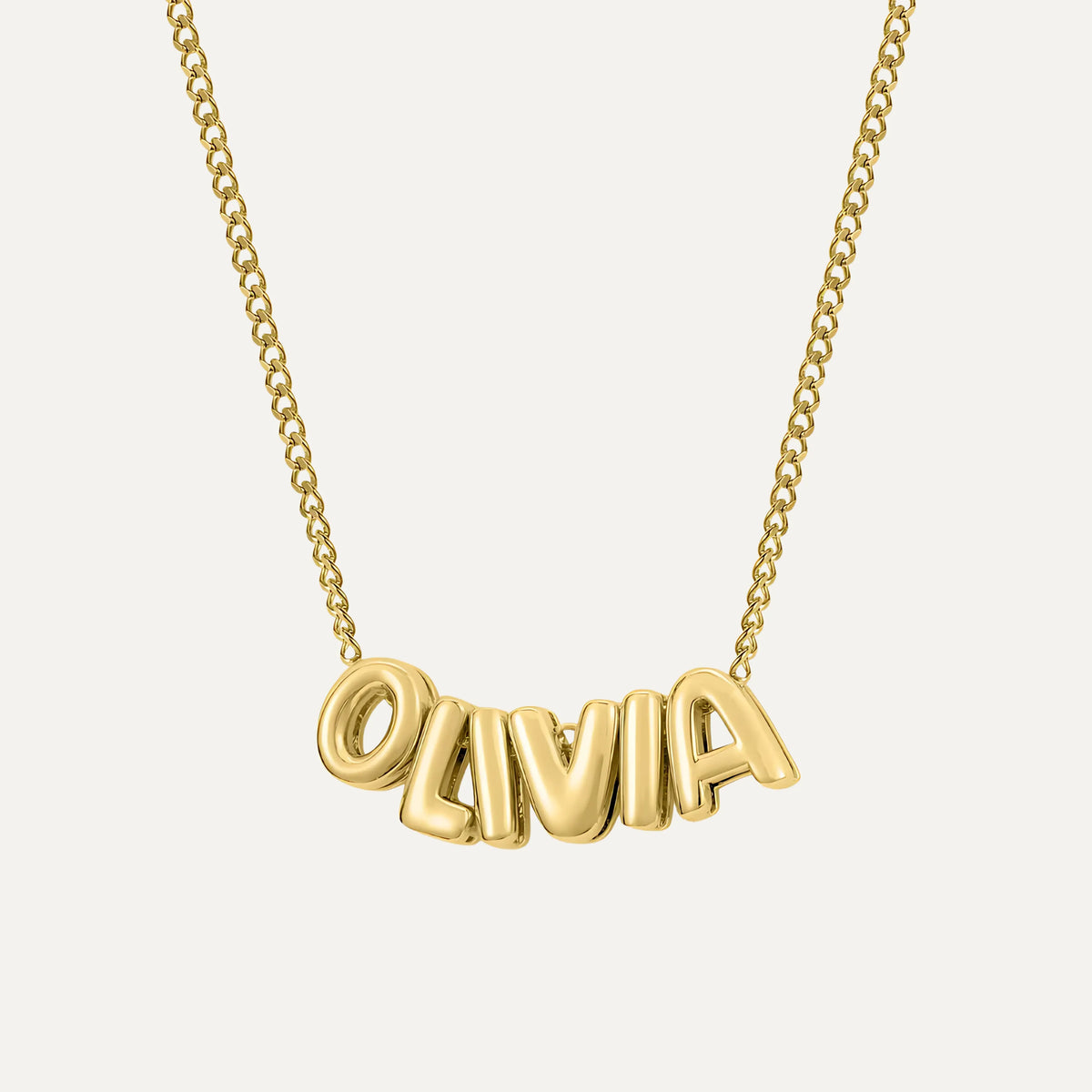 Collar Bubble con nombre personalizado en plata 925, diseño 3D