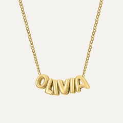 Collar Bubble con nombre personalizado en plata 925, diseño 3D