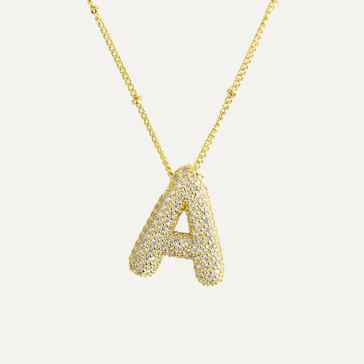 Necklace with initial and cubic zirconia in hypoallergenic 925 sterling silver
