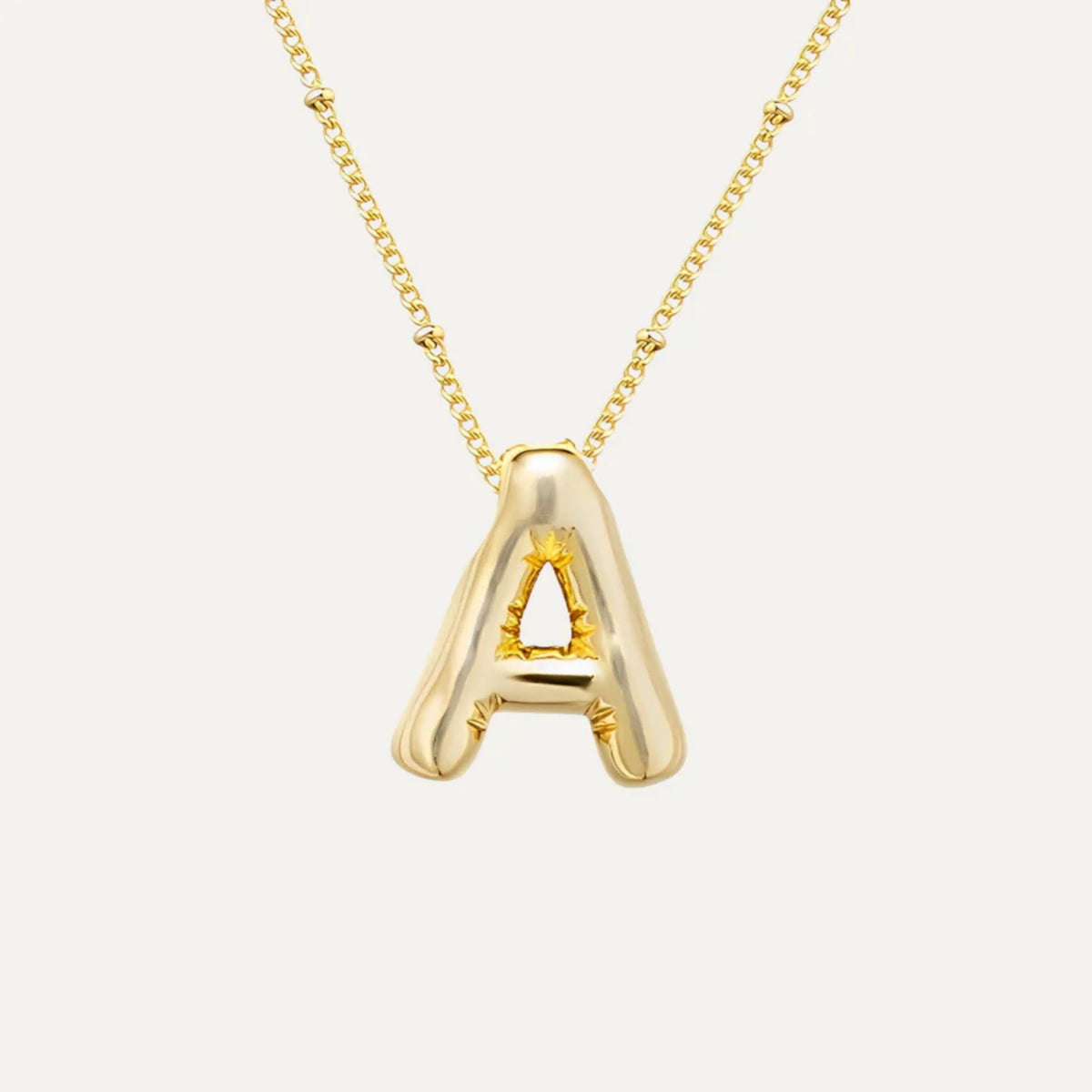 Necklace with one bubble-style initial in 925 sterling silver
