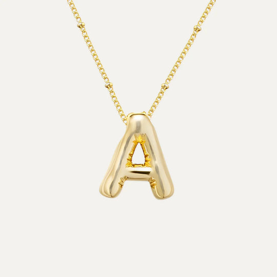 Necklace with one bubble-style initial in 925 sterling silver