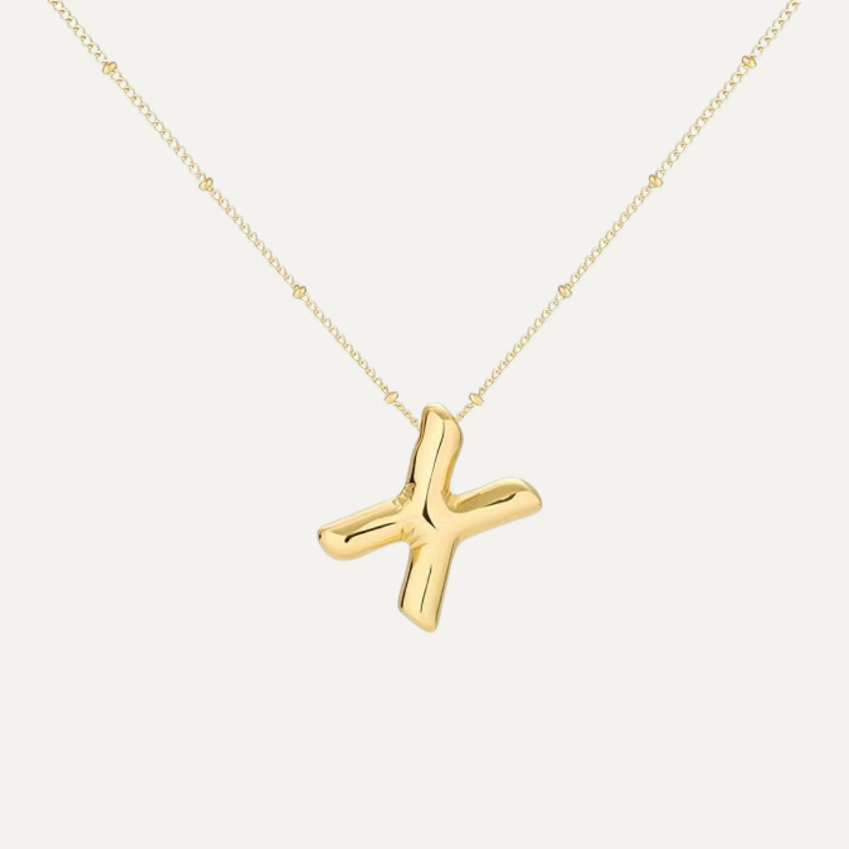 Bubble initial necklace - polished silver finish (25)