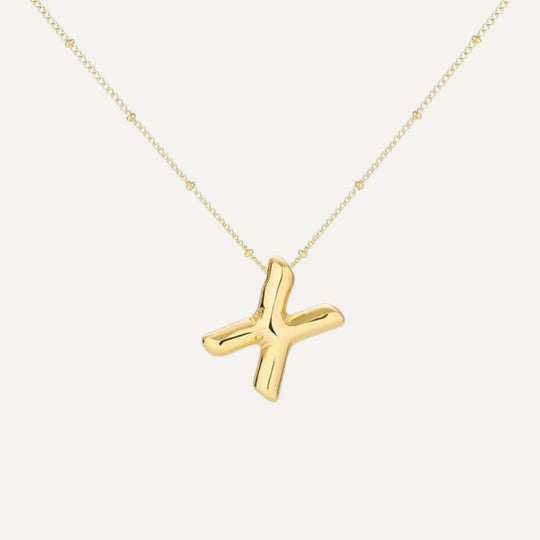 Bubble initial necklace - polished silver finish (25)