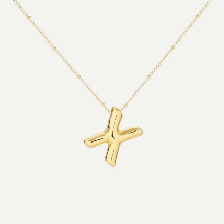 Bubble initial necklace - polished silver finish (25)