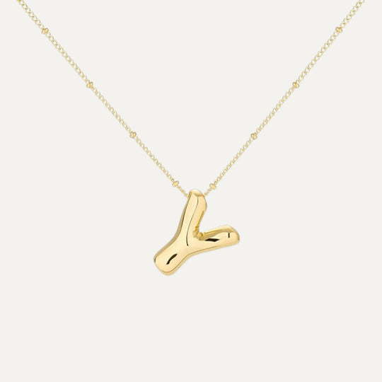 Bubble initial necklace - being worn (26)