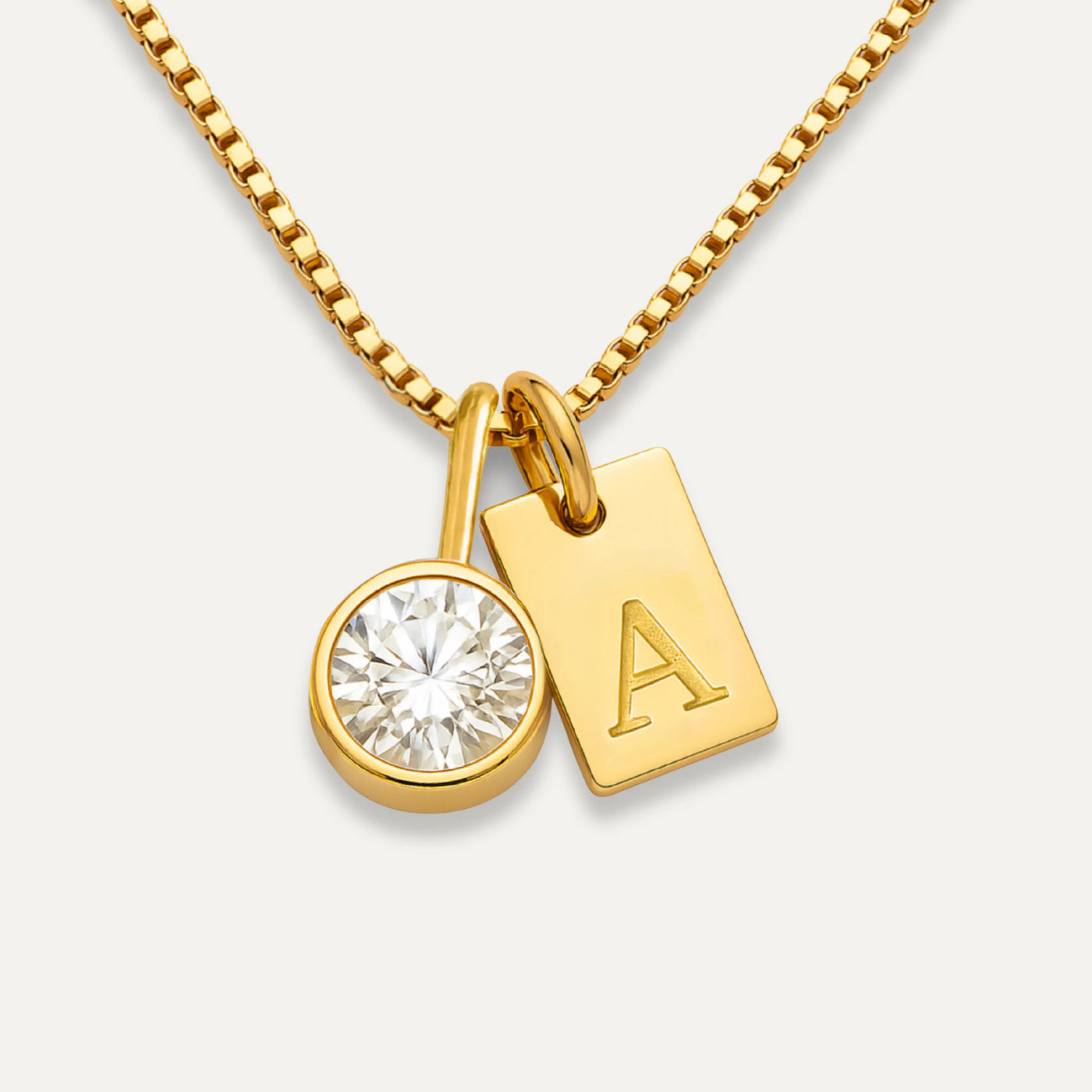 Collar de Iniciales con Piedra de Aniversario