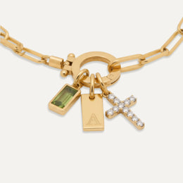 Collar Paperclip con iniciales y piedra de aniversario, plata 925