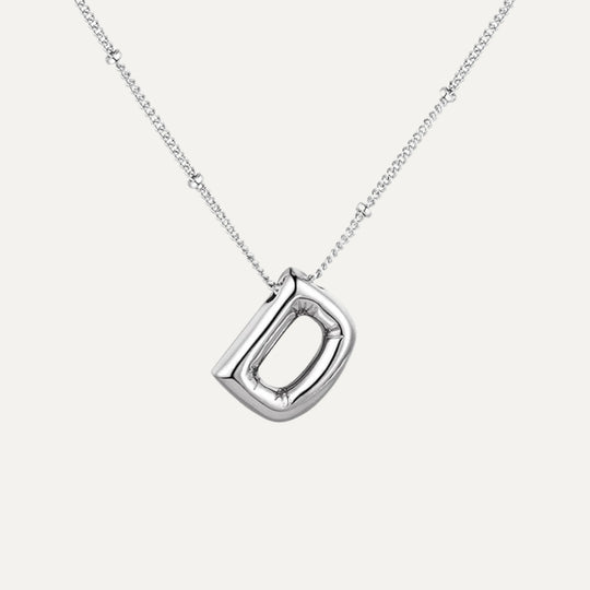 Bubble initial necklace pairable with birthstone (31)