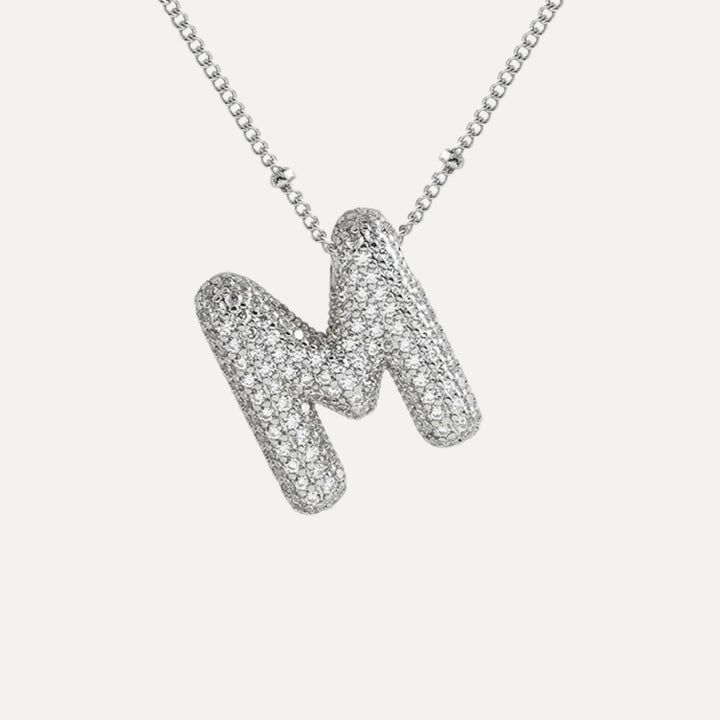 Collar inicial circonita - cadena de plata 925 (39)