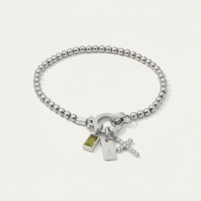 Pulsera Pearl con Iniciales y Piedra de Aniversario