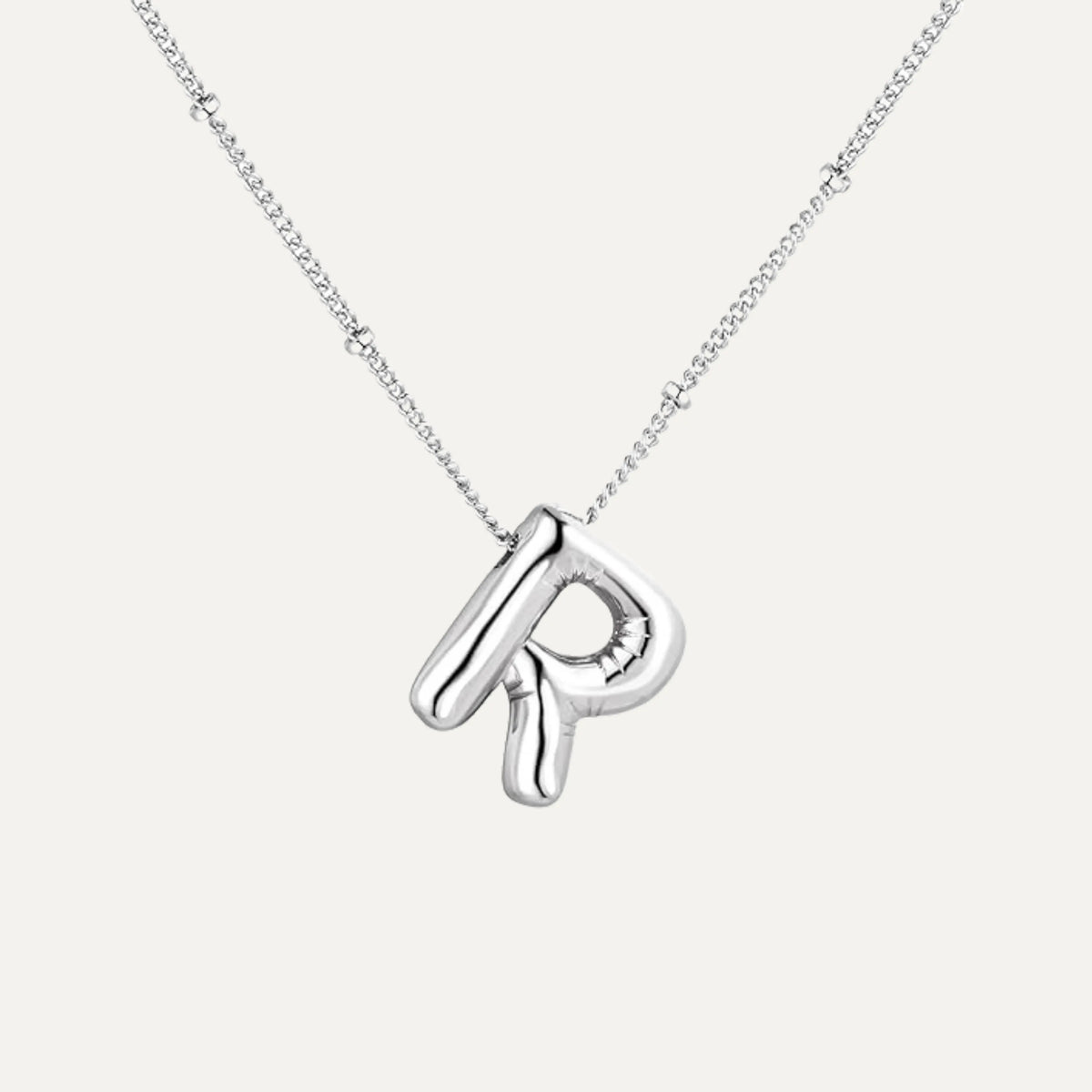 Bubble initial necklace - polished silver finish (45)