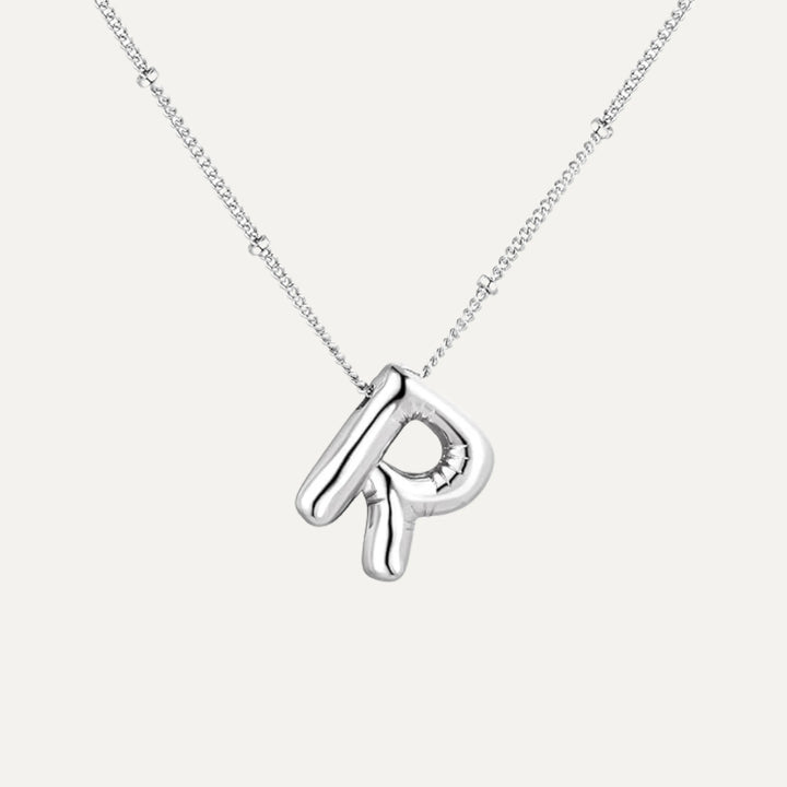Bubble initial necklace - polished silver finish (45)