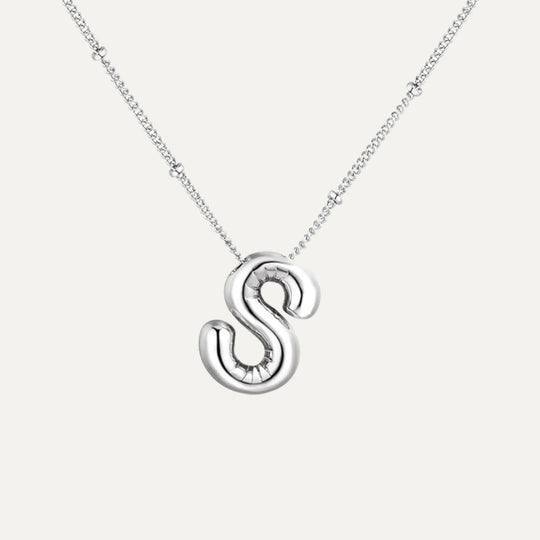 Bubble initial necklace - being worn (46)