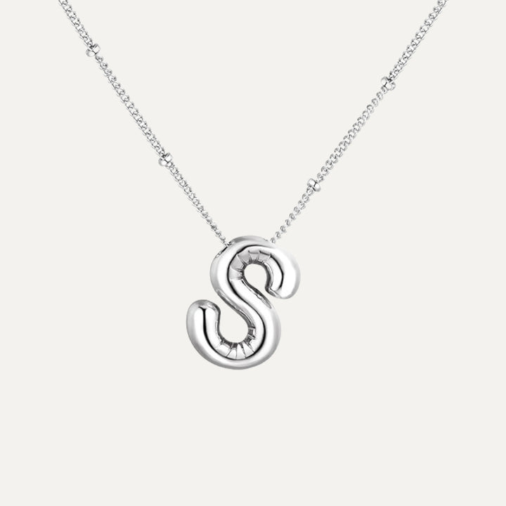 Bubble initial necklace - being worn (46)