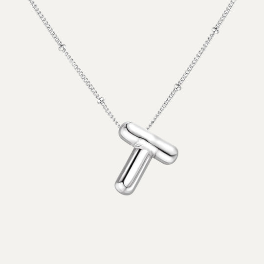 Bubble initial necklace - adjustable 925 sterling silver chain (47)