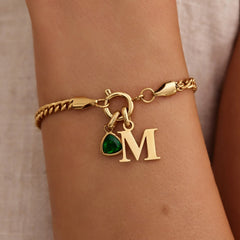 Pulsera Iniciales con Piedra de Aniversario