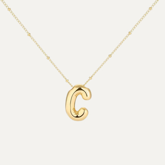 Bubble initial necklace - side view