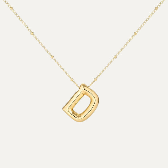 Bubble initial necklace - polished silver finish