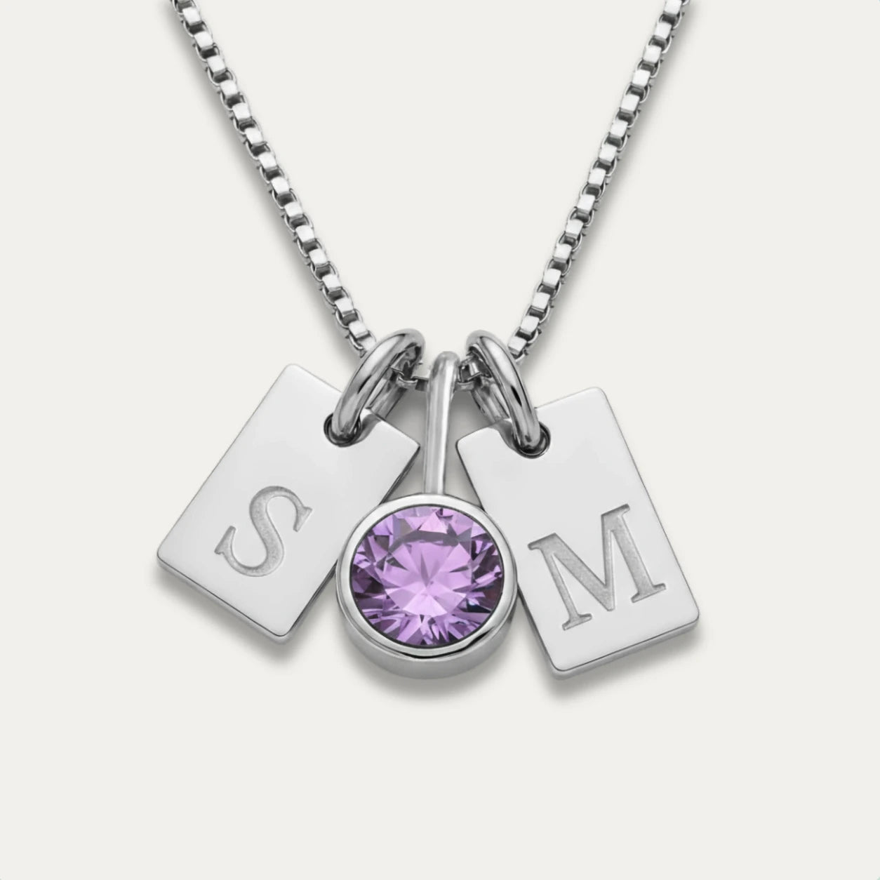 Collar de Iniciales con Piedra de Aniversario