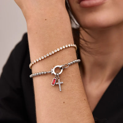 Pulsera Pearl con Iniciales y Piedra de Aniversario