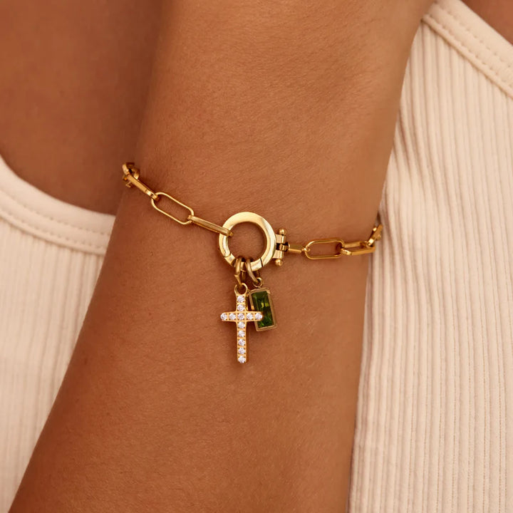 Paperclip Armband mit Geburtsstein - Frontalansicht