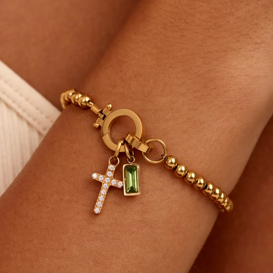 Pulsera Pearl con birthstone - vista frontal