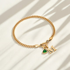 Pulsera Iniciales con Piedra de Aniversario