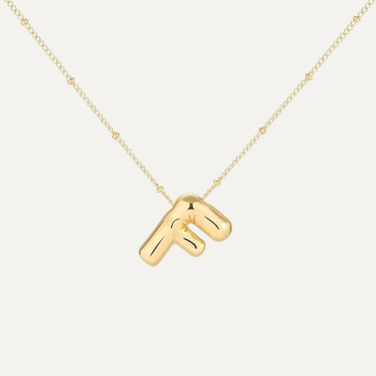 Bubble initial necklace - adjustable 925 sterling silver chain