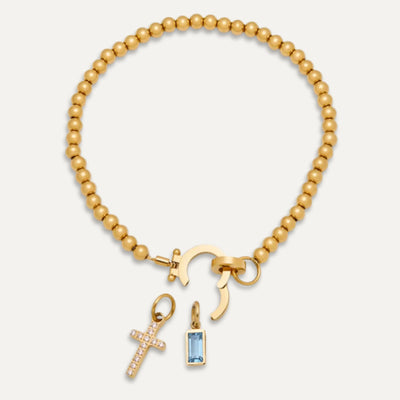 Pulsera Pearl con Iniciales y Piedra de Aniversario