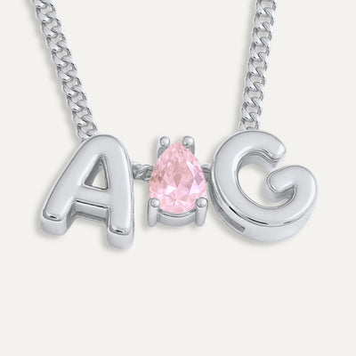 Collar de Iniciales Bubble con Piedra de Aniversario