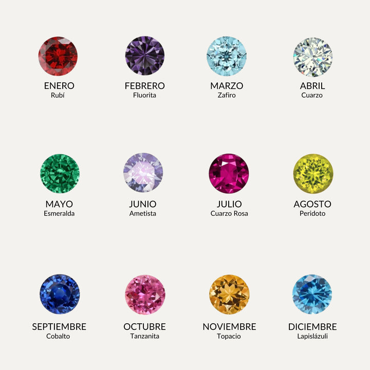 Collar iniciales estampadas con birthstone Liora Madrid