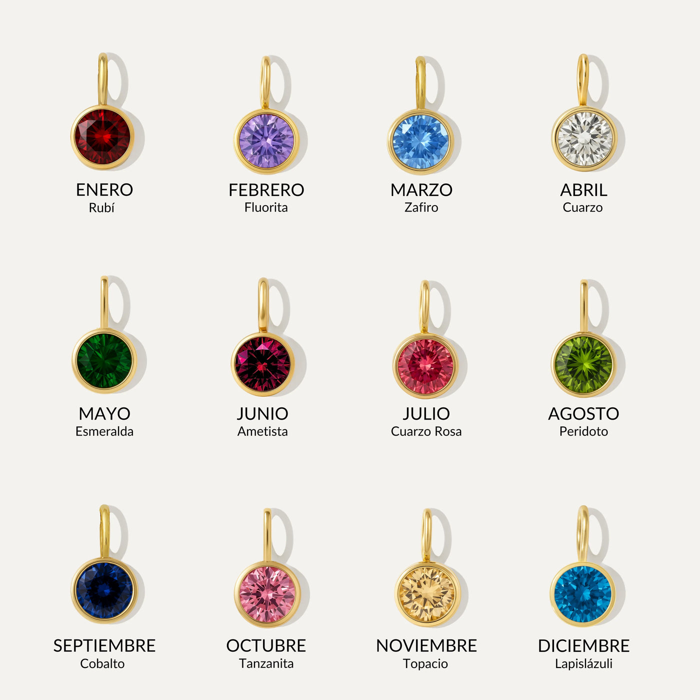 Collar de Iniciales con Piedra de Aniversario