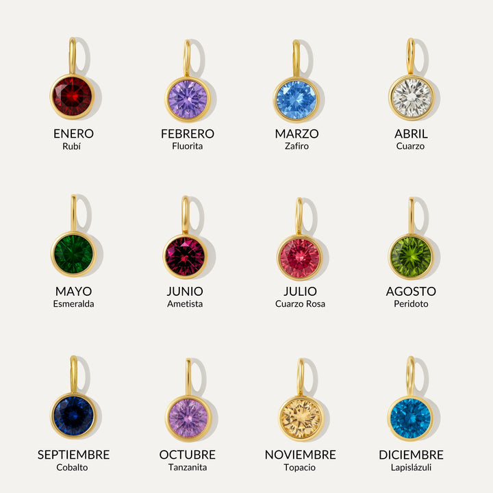 Collar de iniciales con birthstone Liora Madrid en caja regalo